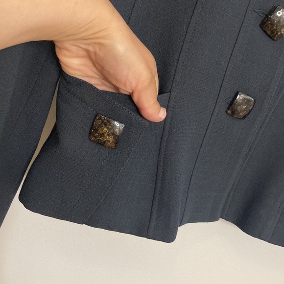 Ross Mayer Blazer Womens 6 Gray Wool Stretch Jacket Tortoise Buttons Workwear - Picture 7 of 15